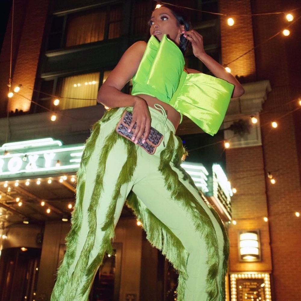 Nasty Gal Green bow bustier top